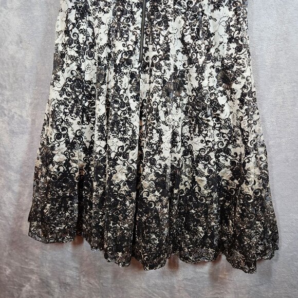 Danny & Nicole Black White Flared midi dress Womens 14 party lacy feminine - Picture 9 of 14